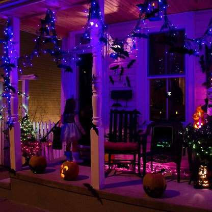 Dazzle Bright Fairy String Lights, Total 40FT 120LED Copper Wire Battery Operated Waterproof Lights, Halloween Decorations for Indoor Home Outdoor Garden Patio Party Decor (Purple, 2)