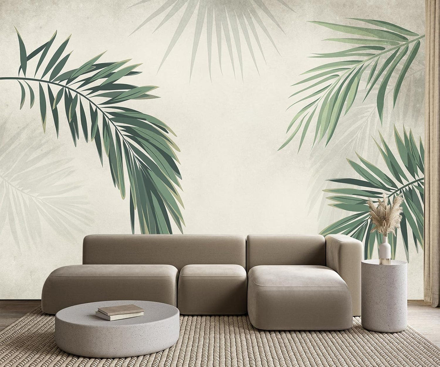 Cliouar-Vintage Palm Leaf Banana Leaf Wallpaper Mural Bedroom Living Room Decor Peel and Stick 98" x 58"