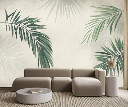 Cliouar-Vintage Palm Leaf Banana Leaf Wallpaper Mural Bedroom Living Room Decor Peel and Stick 98" x 58"