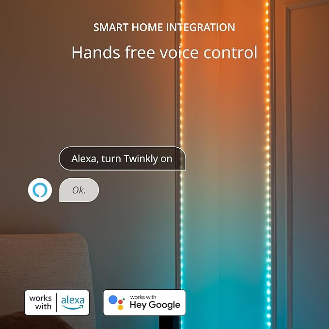 Twinkly Dots String Lights App-Controlled Flexible LED Color Changing String Lights, 60 RGB (16 Mil. Colors). 60 LED / 10 Ft Clear Wire. USB-Powered Indoor Smart Home Lighting Decoration