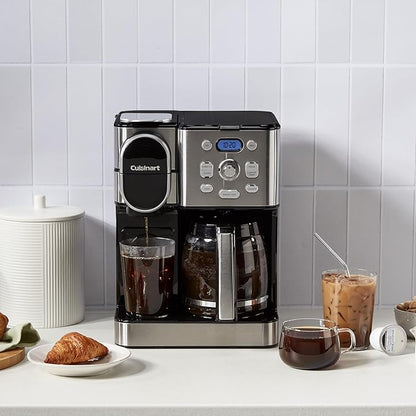 Cuisinart 12-Cup Coffee Maker, Single-Serve Brewer Glass Carafe, Automatic Hot & Iced Coffee Machine, Brew Strength Control and Pause, SS-16, Stainless Steel