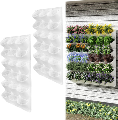 Self-Watering Vertical Wall Planter, 36 Pots Wall Mounted Garden for Indoor/Outdoor, Stackable Planter, Includes Panels, for Herbs, Flowers & Vegetables (White)