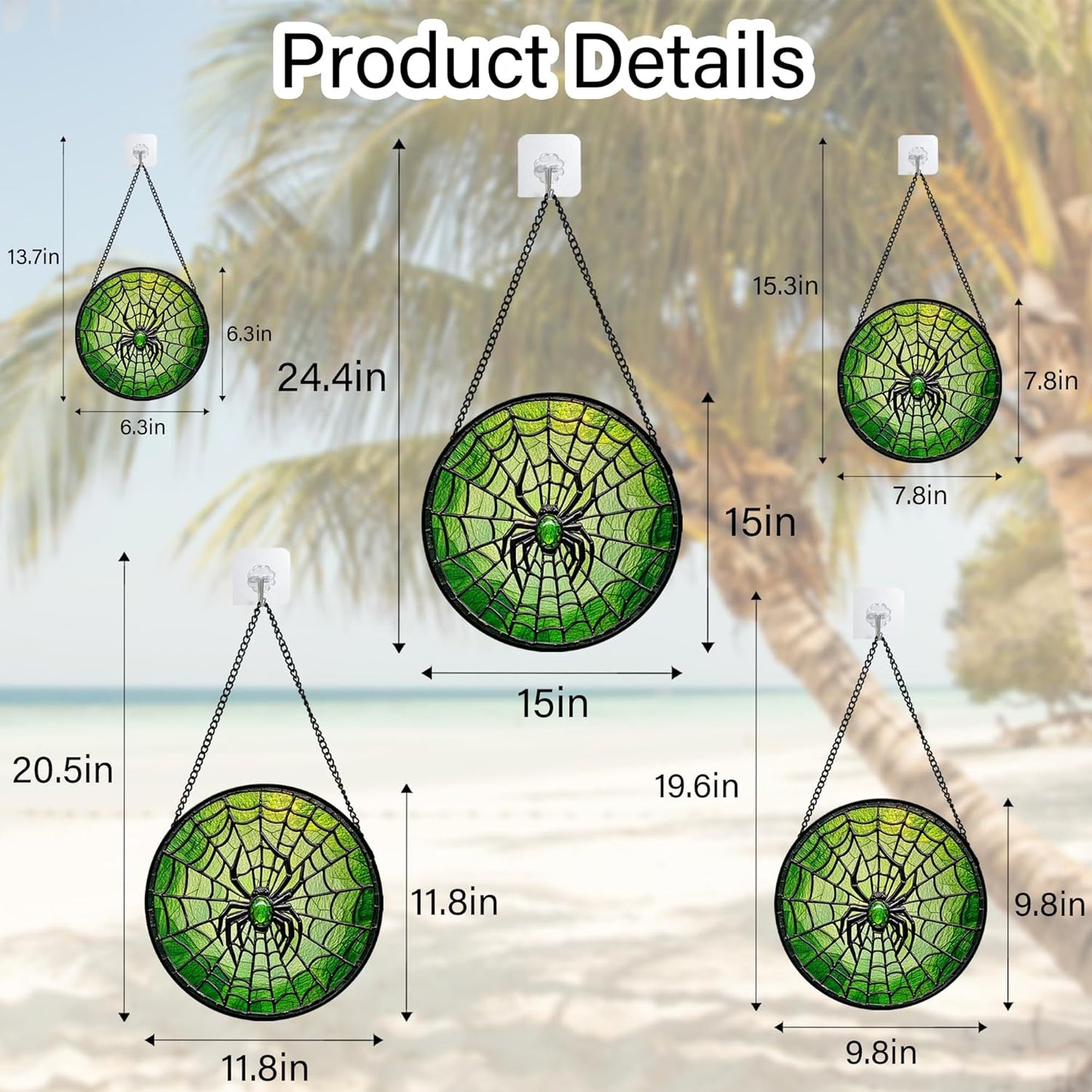 Stained Glass Window Hanging - Black Green Horror Spider Web Suncatcher for Doors Garden Patio Sun Catchers Decor Christmas Halloween Birthday Gifts for Women Men Mom Nana Friend 11.8 in