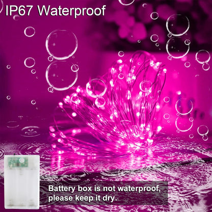YAOZHOU Valentines Day Pink Decorations Fairy String Lights, Battery Operated with Timer, 2 Pack 33FT 100 Led Mini Battery Powered Lights, Mason Jar Waterproof Firefly Christmas Lights DIY Party