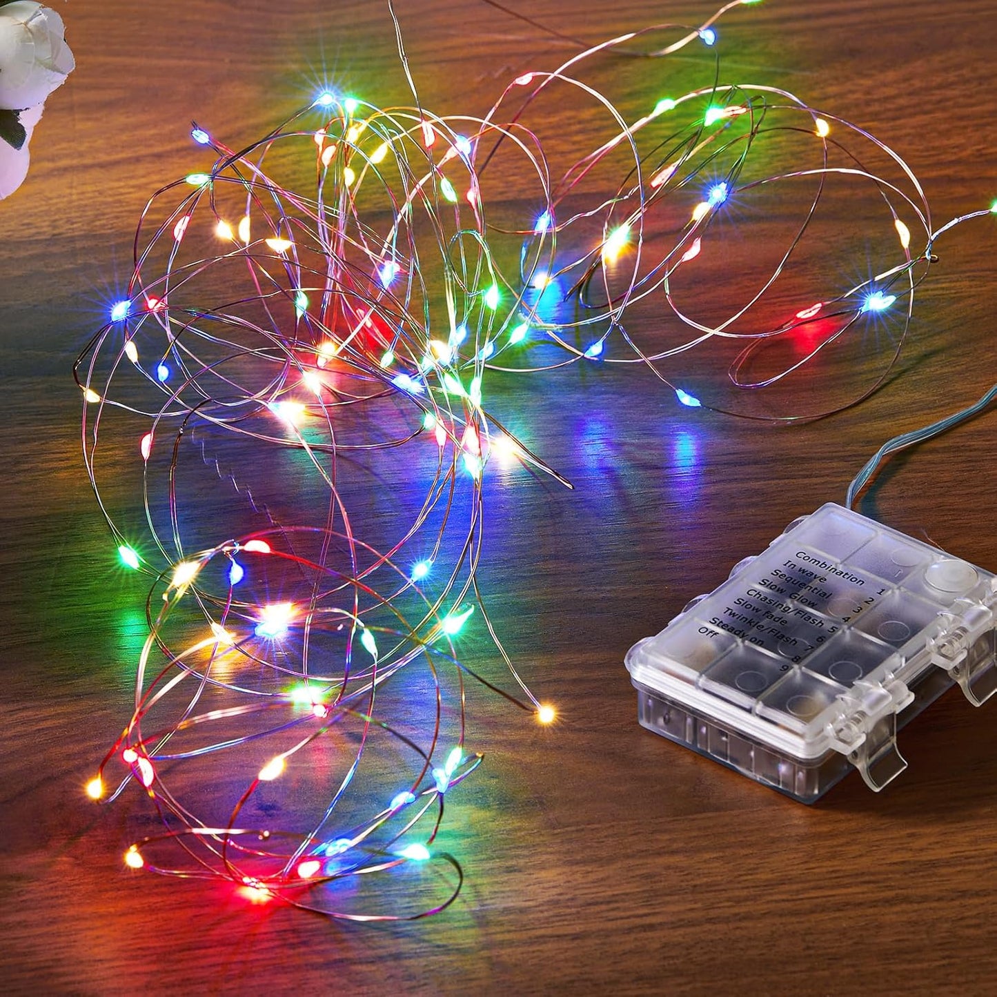 4 Pack 65.6 Ft. Battery Operated Outdoor String Lights with Remote & Timer, LED Multi Color Fairy Lights, Waterproof Twinkle Lights for Bedroom, Dorm, Mason Jar, Wedding, Party, Christmas
