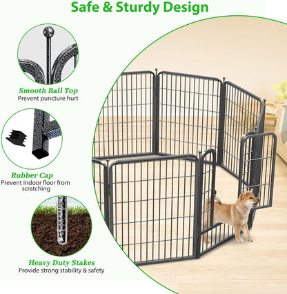 Decorative Black Metal Garden Fence, 27ft(L) 32in(H) 12 Fence Panels No Dig Fence Rustproof Animal Barrier Garden Fencing Temporary Fencing Dog Fence Outdoor
