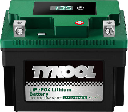 TYKOOL YTX4L-BS YTZ5S Lithium LiFePO4 Motorcycle Battery,2X Cranking Amps 140A,5X Longer Life,Fits for Scooter and Moped, Go kart, ATV,Dirt bikes,4 wheeler, hongda Grom,Snapper walk behind lawn mower