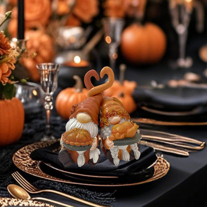 Fall Gnome Decor, Resin Thanksgiving Gnomes for Fall Decoration Indoor Home, Small Autumn Gnome Figurines with Pumpkin Pie and Turkey for Autumn Harvest