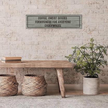 Generic Wood Sign Coffee Offers Forgiveness for Everyone Everywhere Rustic Wooden Hanging Sign Home Farmhouse Kitchen Wall Decor 16 x 6 Inch