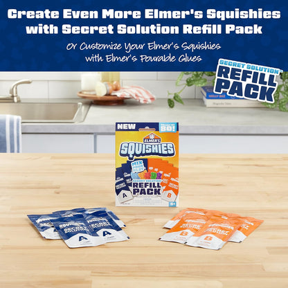 Elmer’s Squishies Kids’ Activity Kit, DIY Squishy Toy Kit Creates 2 Mystery Characters, 12 Piece Kit