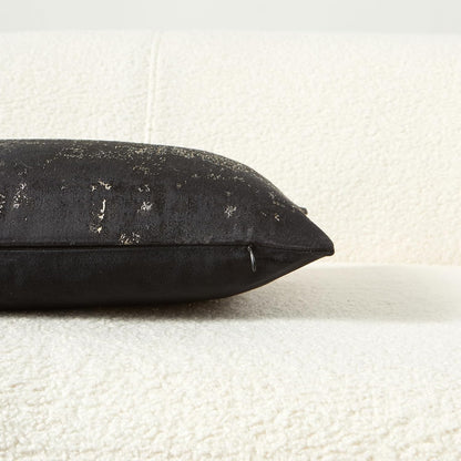 THE-TINOART Black & Gold Modern Luxury Pillow Cover 12x20 - Jacquard Embroidery with Metallic Thread, Reversible Decorative Throw Pillow Cover for Sofa/Bed, Velvet Backing