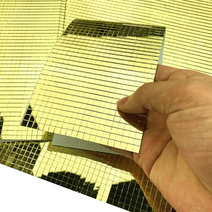 REDODEDO 2400pcs Real Glass Rose Gold Mirrors Mosaic Tiles Sticker for Craft Square Glass Tiles Self Adhesive,5mm by 5mm (Gold)