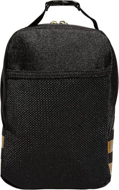 adidas Santiago Bag Cooler, Insulated Food Container, Adult Lunch Boxes for Women and Men with Mesh Pocket, Black/Gold Metallic/2.0, One Size