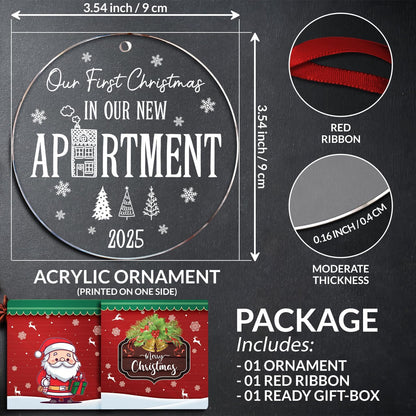 Our First Christmas in Our New Apartment 2025 Xmas Ceramic Ornament - Apartment Decor House Warming Gifts 1st Apartment Christmas Ornament Idea for New House Housewarming Couple & Family Xmas Gifts