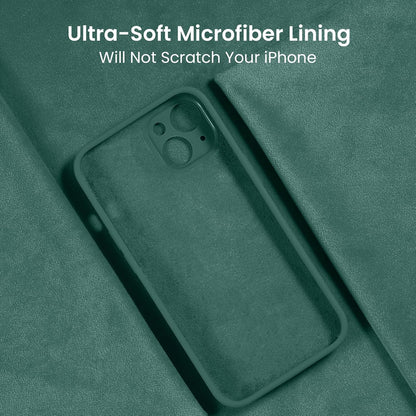 FireNova Designed for iPhone 13 Case, Silicone Upgraded [Camera Protection] Phone Case with [2 Screen Protectors], Soft Anti-Scratch Microfiber Lining Inside, 6.1 inch, Midnight Green