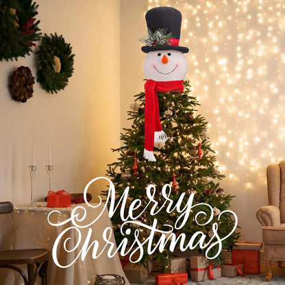 Christmas Tree Topper Snowman – Cute Hugger Santa Xmas Snowman Tree Topper, Christmas Tree Decoration for Holiday & New Year, Fits 4–7.5 FT Christmas Trees