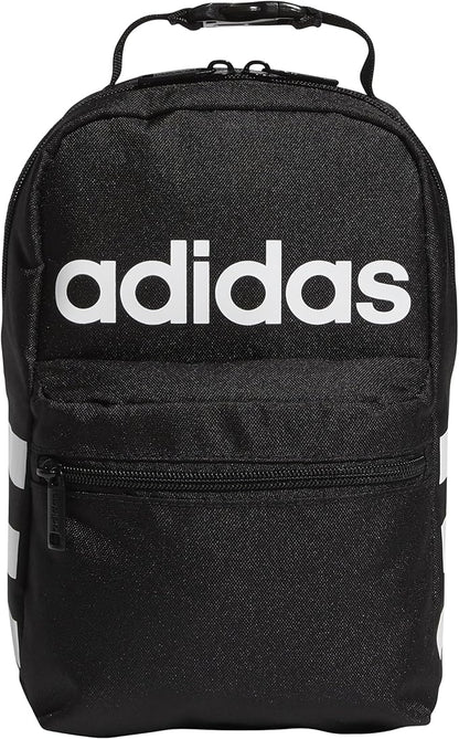 adidas Santiago Lunch Bag Cooler for Women and Men, Insulated Food Container Box with Mesh Pocket, Black/White/2.0, One Size