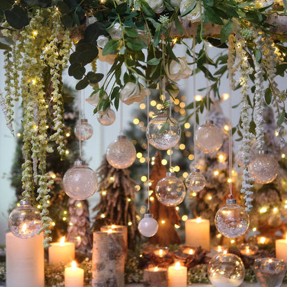 Sea Team Shatterproof Clear Plastic Christmas Ball Ornaments Decorative Xmas Balls Baubles Set with Stuffed Delicate Decorations (50 mm/1.97"/30-Pack, White)