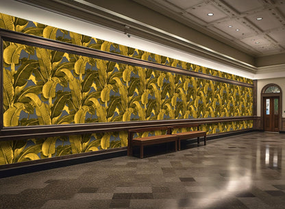 Vintage Gold Banana Leaf Bathroom wallpeper Living Room Bedroom Tropical Plant Wall Mural - 274"x96" (Not Peel and Stick)