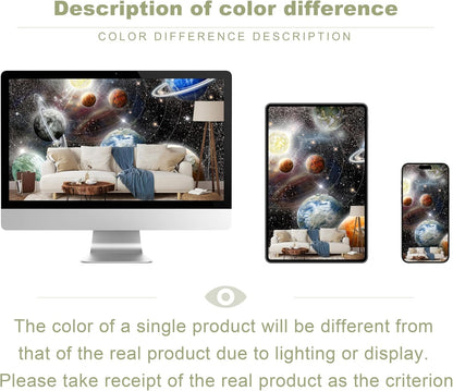 Galaxy Starry Sky Space Wall Mural Saturn Mars Venus Planet Wallpaper for Kids Room Bedroom Living Room(Not Peel and Stick)