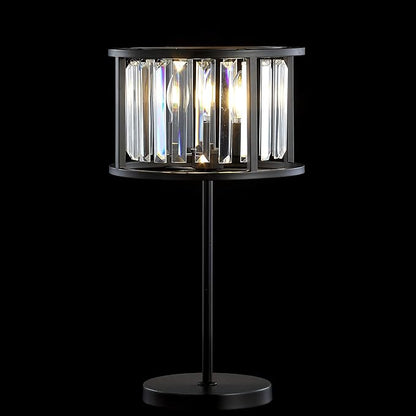 JONATHAN Y 21.5" Oil Rubbed Bronze 2-Light Metal and Crystal Table Lamp, Traditional Geometric Bedside Lamp with Linear Crystals for Living Room, LED Bulbs Included JYL9053A