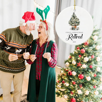 Retirement Christmas Ornament 2025, Retirement Gifts for Women 2025 Coworker, Ceramic Keepsake First Christmas Retired Ornament 2025 with Ribbon and Box