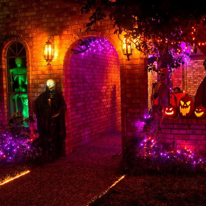 Dazzle Bright Purple and Orange Halloween Mini Lights, 20FT 100 Count Waterproof Incandescent Lights Plug in, Connectable Halloween Decorations for Indoor Outdoor Party Yard Decor