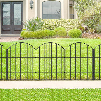 Metal Garden Fence 36in (H) x 18.7ft (L), 8 Panels +9 Stakes Dog Fence Border Fence Animal Barrier, No Dig Garden Fencing for Yard Flower Bed Lawn Patio Outdoor,CTW3608 Black