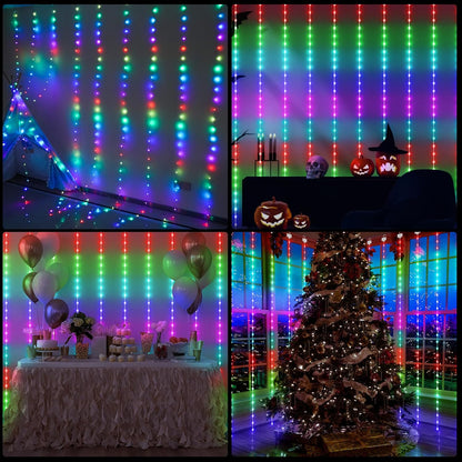 KPORE Smart Fairy Curtain Lights – 300 LED Color-Changing String for Indoor/Outdoor Decor – Christmas, Weddings, Parties & Room Backdrop