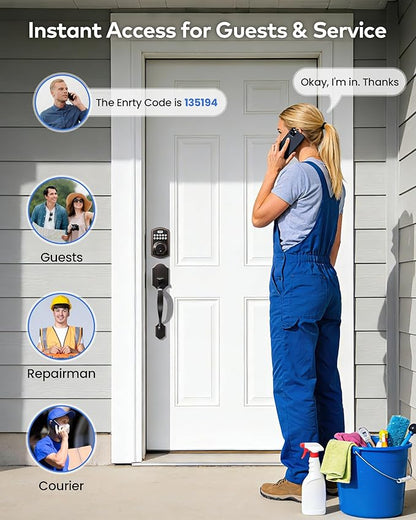 TEEHO TK001H Keyless Entry Door Lock with Handle Set, Electronic Deadbolt Keypad Door Lock with Code, Smart Locks for Front Door, Exterior Door Handle, Auto-Lock, Easy to Install, Oil-Rubbed Bronze