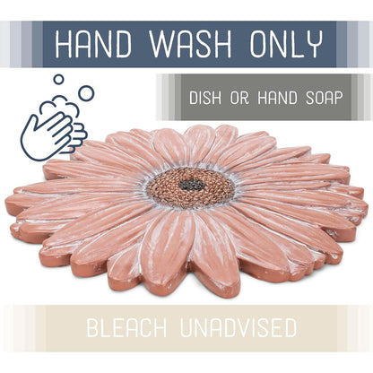 NAT & Jules Gerbera Daisy Flower Shaped Dimensional Indoor Outdoor 12 inch Cast Resin Decorative Garden Stepping Stone, Patio, Walkway Sculpture Yard Art, Terracotta