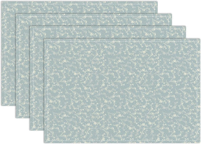 Blue Placemats Set of 4, Flower Table Mat for Home Kitchen, Restaurants, Outdoor Linen Washable Place Mats 12x18 inch Party Event Dining Decoration-13