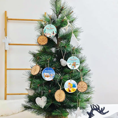 Personalized First Christmas in Our New Home Hanging Ornament 2025, Ceramic Custom Christmas Photo Ornament Xtmas Tree Decorations Housewarming Gift for Family Couples Wedding