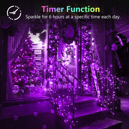 4 Pack 20FT 60LED Halloween Battery Operated Fairy Lights with Timer, Waterproof Battery String Lights Outdoor Indoor, Battery Twinkle Lights for Bedroom Wedding Birthday Party Halloween (Purple)