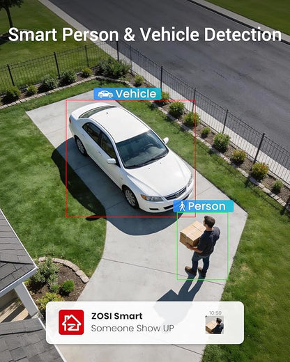 ZOSI 16CH 4K PoE Security Camera System,16pcs 4MP Weatherproof PoE IP Cameras Outdoor Indoor,Smart Human Vehicle Detection,100ft Night Vision,16 Channel 8MP/4K NVR with 4TB HDD for 24/7 Recording