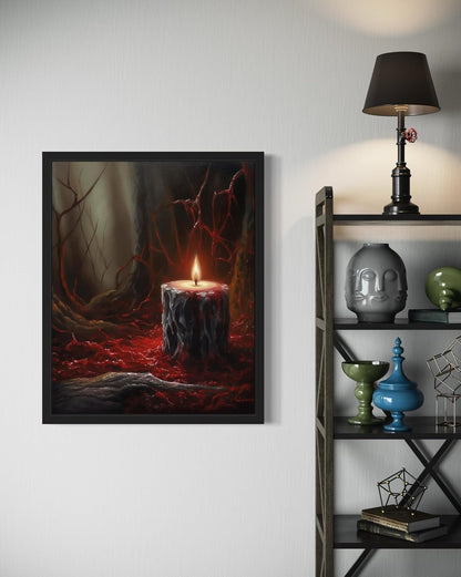 Gothic Candle Poster Art Print, Halloween Scary Vintage Wall Art Academia Spooky Painting Decoration for Horror Prints, Posters Bedroom Decor 89 (Gothic Candle, 8 x 10 inches, Unframed)