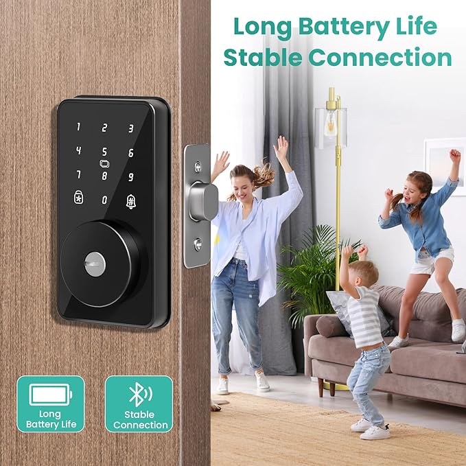 Smart Lock, 4-in-1 Keyless Entry Door Lock for Front Door, Digital Door Lock with Keypad, Bluetooth Smart Deadbolt, App Control