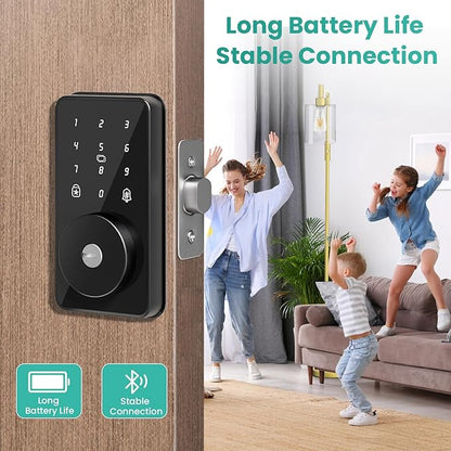 Smart Lock, 4-in-1 Keyless Entry Door Lock for Front Door, Digital Door Lock with Keypad, Bluetooth Smart Deadbolt, App Control