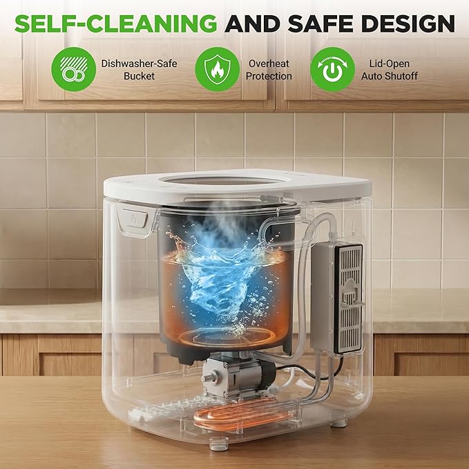 NutriChef 4 Quart Electric Kitchen Composter | Smart Countertop Composter Includes 2 Odorless Carbon Filters | Electric Compost Bin for Indoor Use | 3 Volume Based Modes Small, Medium & Large | White