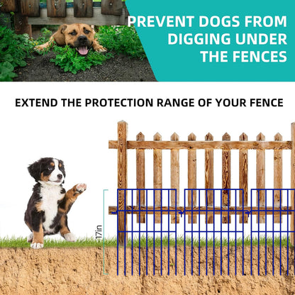 Animal Barrier Fence, 25 Panels No Dig Fences, 17in(H) X 27ft(L) Garden Fence Animal Barrier for Rabbits and Dog Under Fencing Barrier, Rustproof Metal Fences Border for Outdoor, Yard, Patio