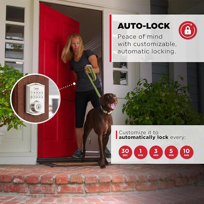 Kwikset HomeConnect 620 Z-Wave Long Range Enabled Keypad Smart Lock Convenient Keyless Entry, Customizable User Codes, Ring Alarm Compatible, Hub Required, Sold Separately Satin Nickel Traditional