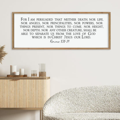 LuZhiQiang For I am Persuaded Wall Decor Art 40"×15" Romans 8:38-39 Sign Bible Verse Scripture Christian Large Wood Framed Wall Hanging (Wood)