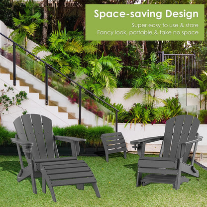 GREENVINES Adirondack-Ottoman | Set of 2 | HDPE Plastic | Outdoor Footrest | All Weather | Foot Rest | Foot Stool | Grey | for Adirondack Chair | for Patio Backyard Pool