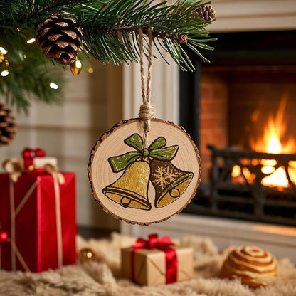 20PCS Pre-Drilled Wood Slices with Holes, 3.2-4 Inch Natural Pine Discs & 8M Hemp Rope, Sanded Smooth DIY Crafts Kit for Christmas Ornaments, Rustic Wedding Decor, Kids Art (30pcs)