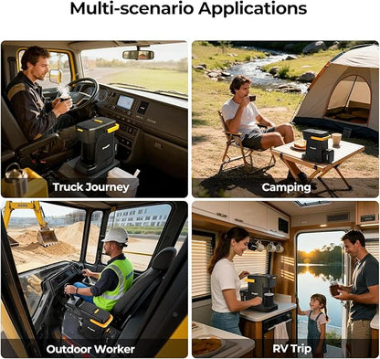 BougeRV Coffee Machine with 18V 8Ah Battery Powered Compatible with K Cup Coffee Pods & Ground, Cordless Coffee Maker for Travel Camping Outdoor Worker Home