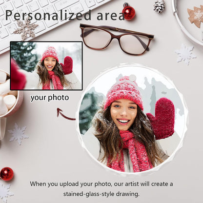 Personalized Christmas Ornaments, Custom Glass Ornament with Photo,Customized Christmas Tree Decor Gifts for Family, Dad, Mom, Him, Her, Couple