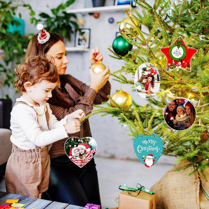 Personalized Christmas Ornaments 2025, Ceramic Custom Photo Text Hanging Ornament Customized Christmas Tree Decorations Gift for Family, Kids, Friends, Couples, Wedding