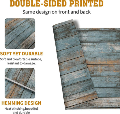 Rustic Wooden Board Print Placemats Set of 4 Vintage Wood Grain Texture Farmhouse Place Mats Washable Heat Resistant Non-Slip Linen Table Mats for Party Kitchen Dining Outdoor Indoor Decor