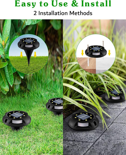 Biling Solar Outdoor Lights - 12 Pack, Bright Uplight Sidelight, Waterproof Deck Lights for Yard, Walkway, Garden, Poolside (White)