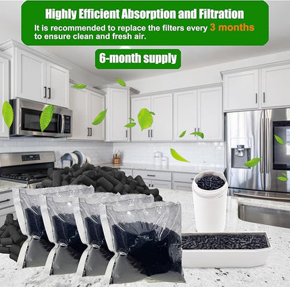 4 Pack Odor Absorbing Filter Refills for Lomi Smart Waste Kitchen Composter Top and Back Filters, Replacement Activated Charcoal Filters Compatible with Electric Countertop Compost Bin